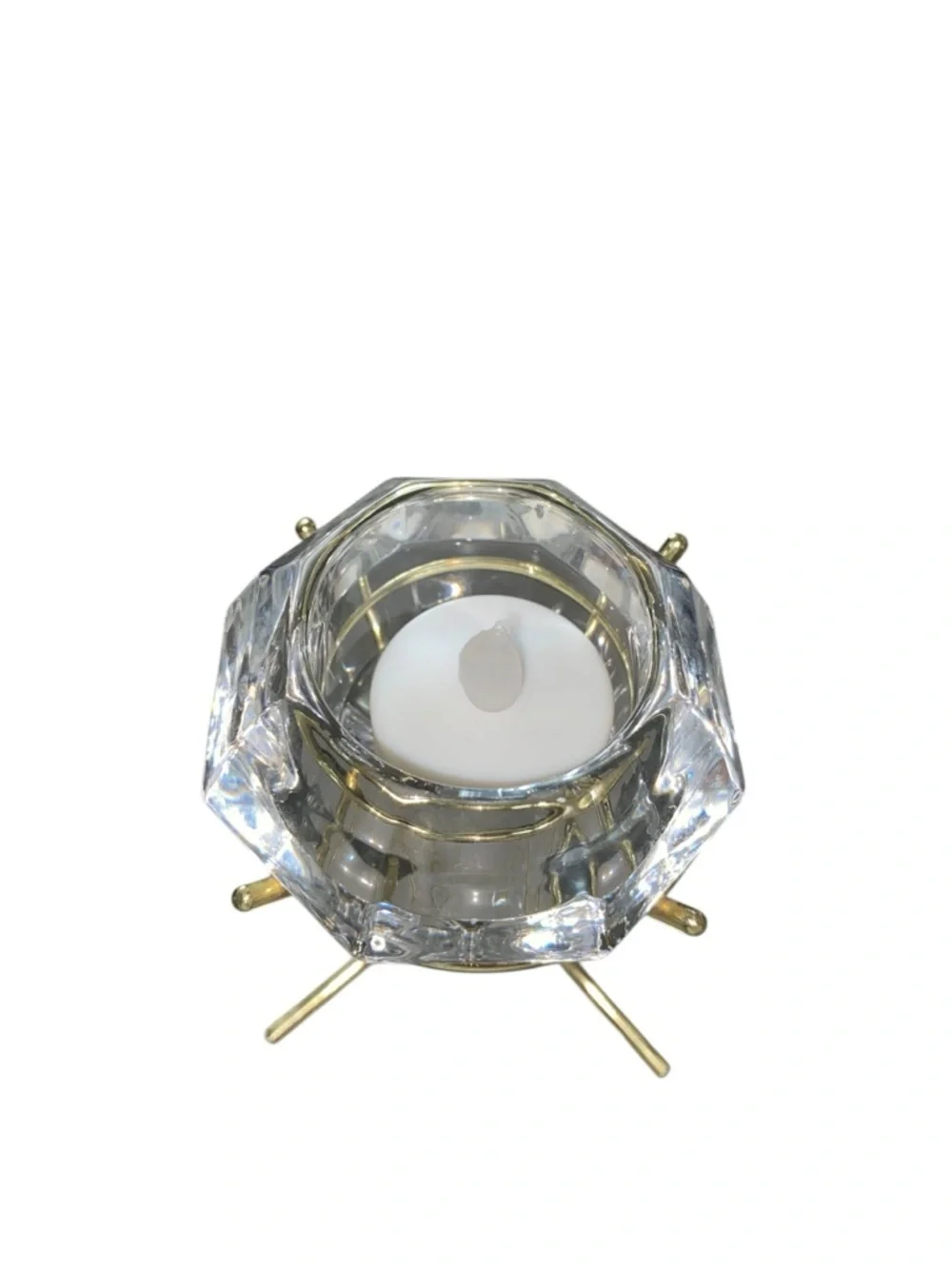 Vintage Y2k Partylite crystal Diamond solitaire candle holder gold Glam Bridal
